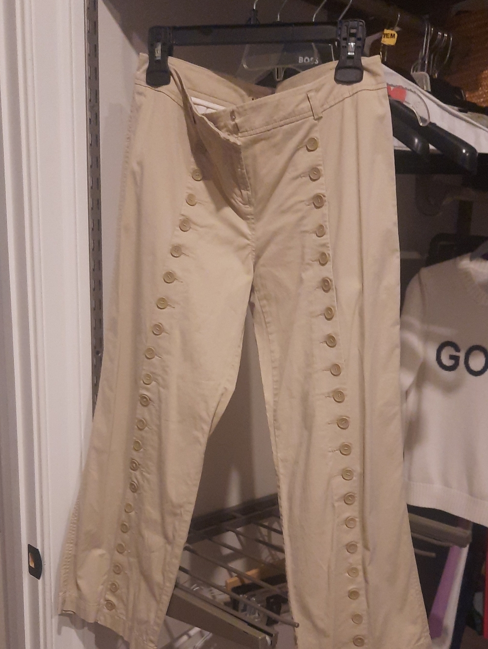 elevenses Beige Sailor Button-Trim Chinos